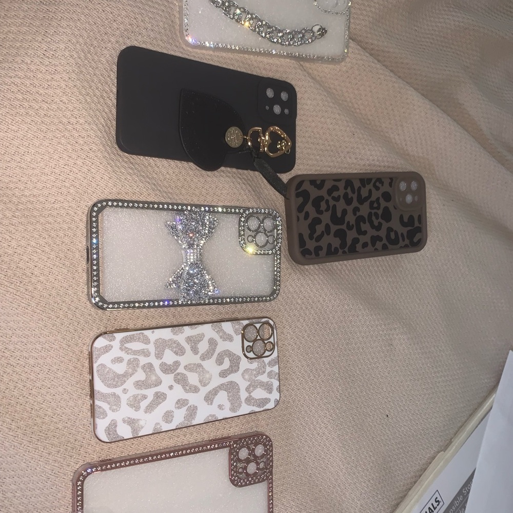 11 Pro Max phone cases. Chain and glitter camera cover available.